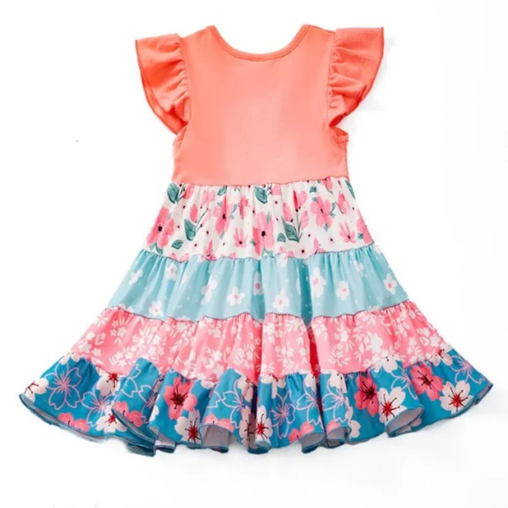 Boutique Floral Sleeveless Ruffle Tiered Dress Easter